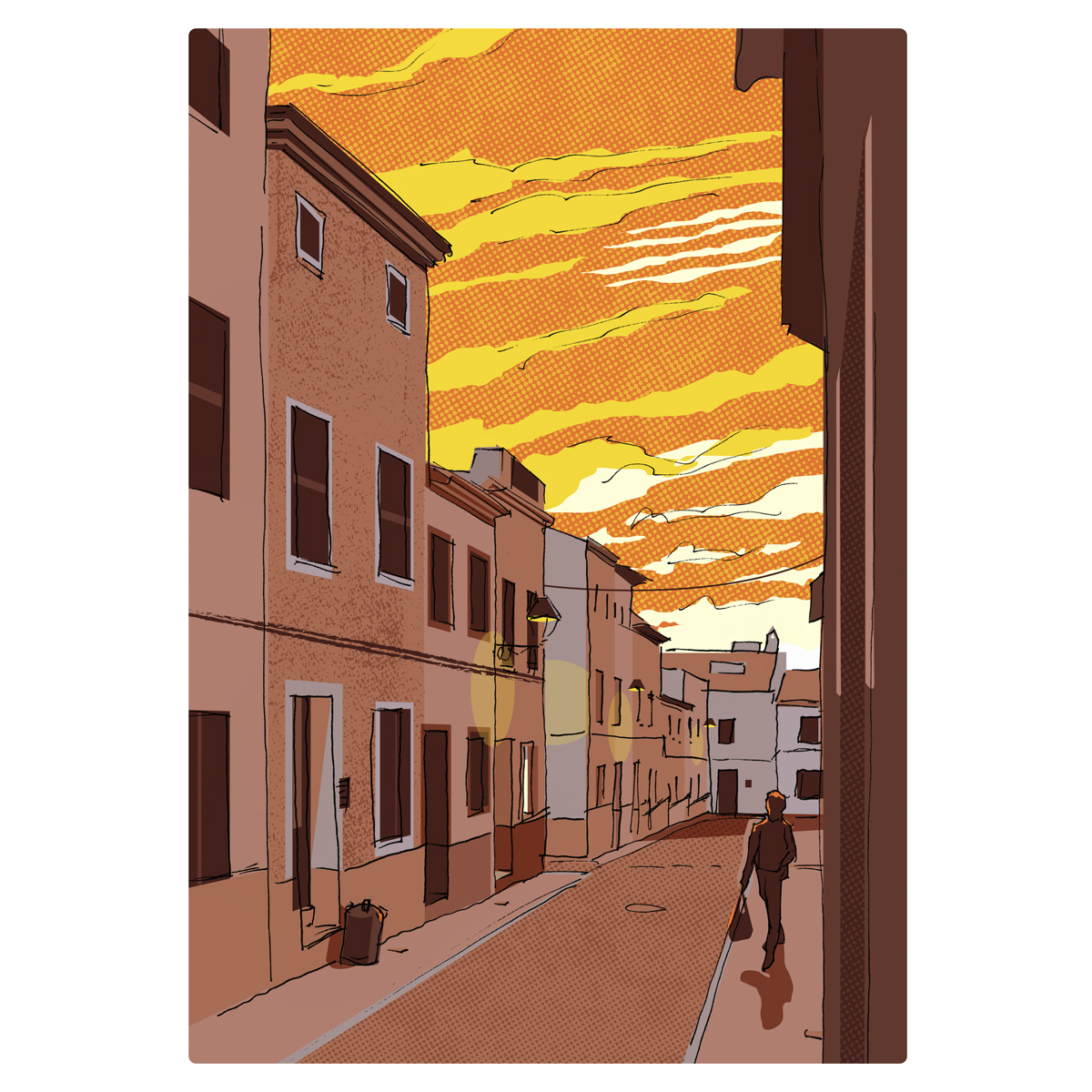 Ilustración amanecer Es Migjorn Gran Menorca