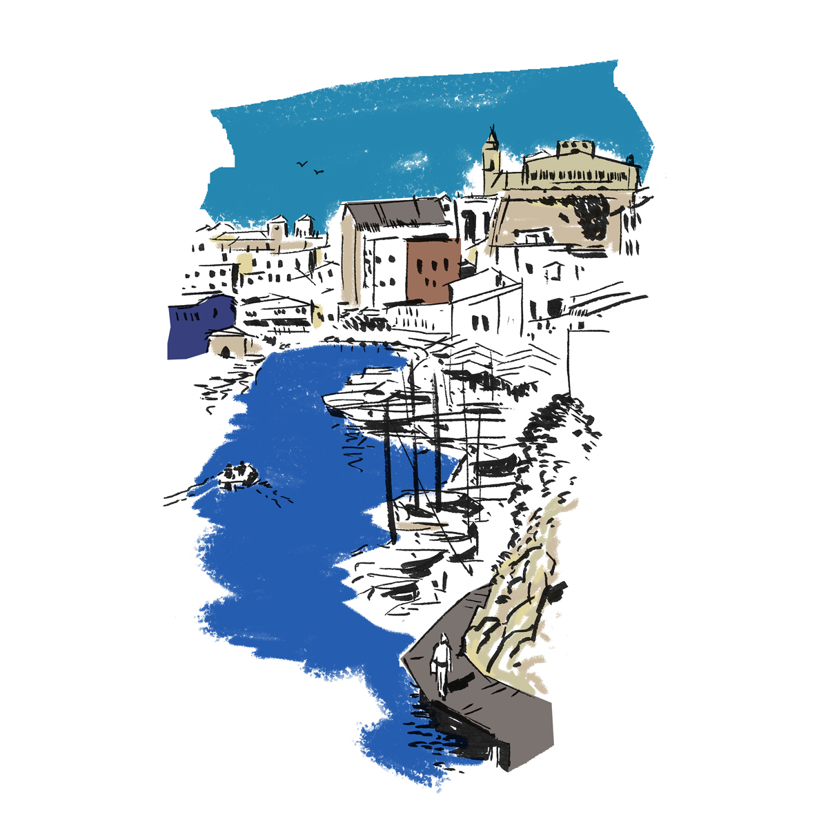 Ilustración puerto Ciutadella Menorca