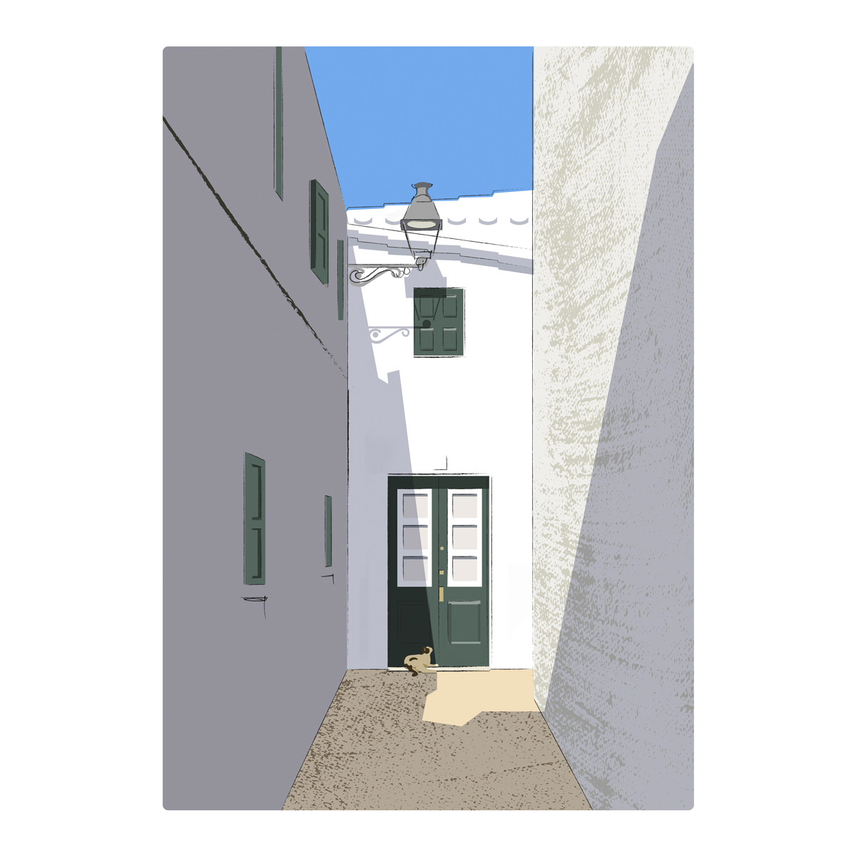 ilustración callejuela Es Migjorn Menorca