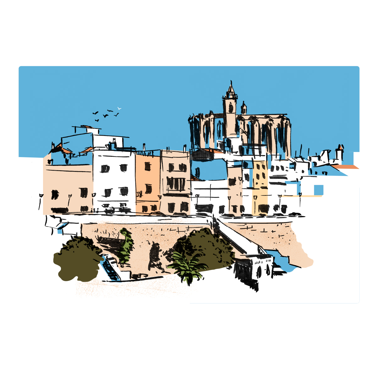 Ilustración catedral Ciutadella Menorca