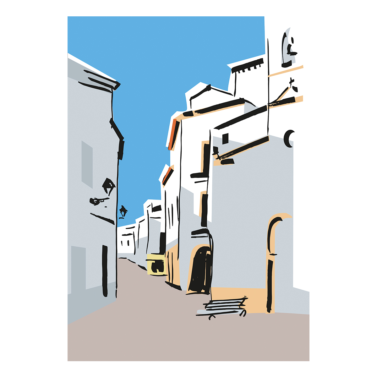 Ilustración calle Es Migjorn Menorca