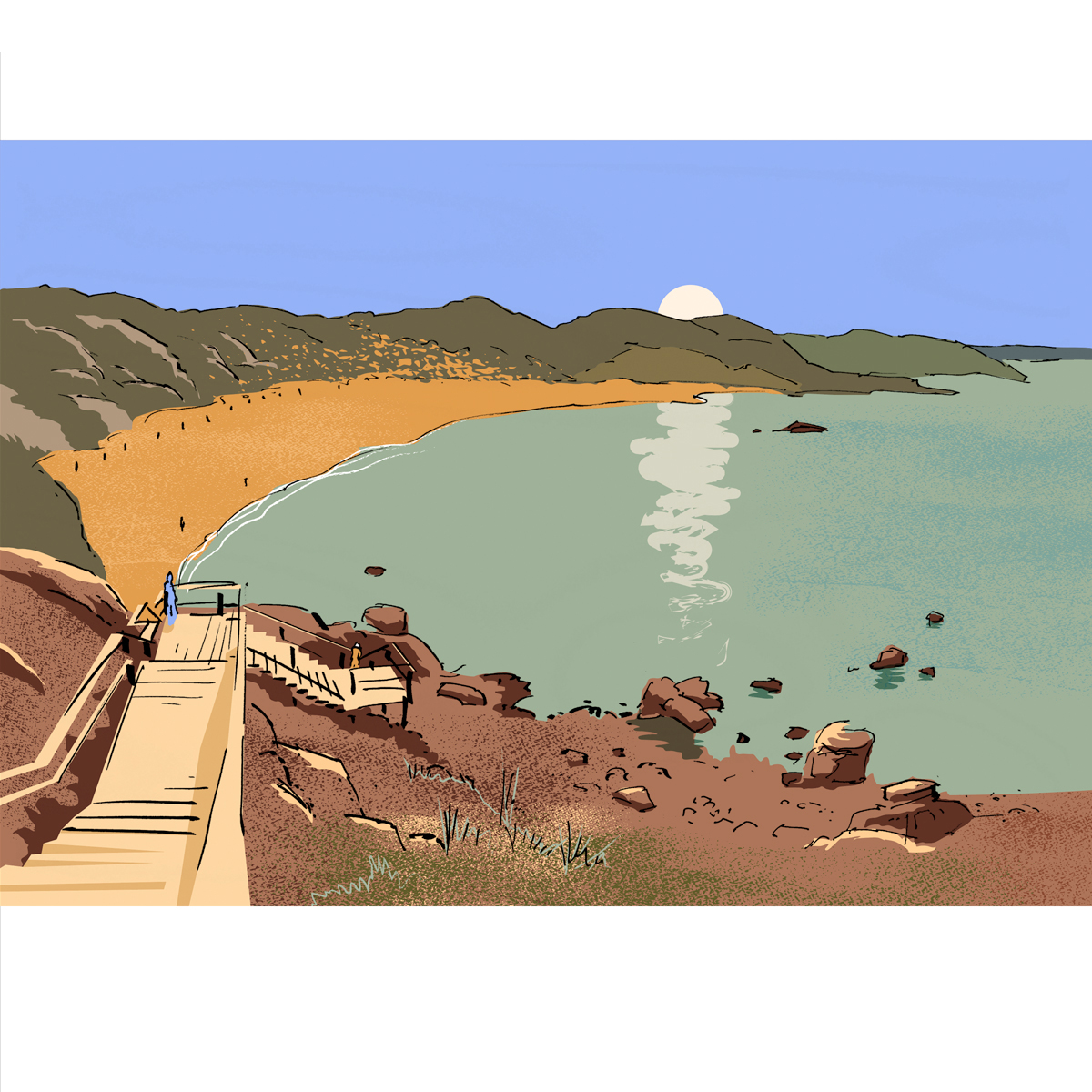 Ilustración playa Cavalleria Menorca