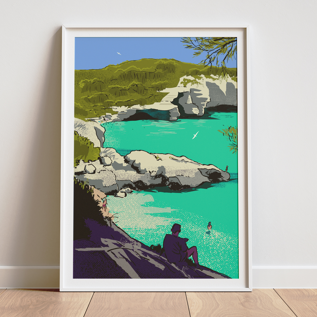 Ilustración Cala Mitjana Menorca
