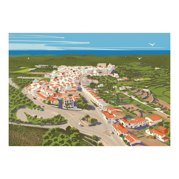 Ilustración aérea Es Migjorn Gran Menorca